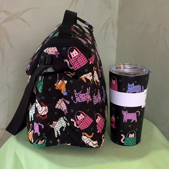 VERA BRADLEY HERDING CATS LUNCH CROSSBODY BAG + STAINLESS TUMBLER (SET):NWT CAT - Picture 3 of 13